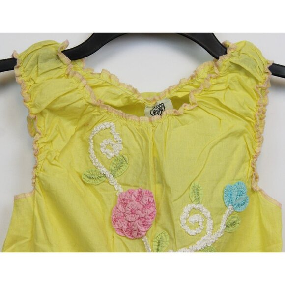 Beetlejuice London Yellow Tank Top Girls sz 10 Summer Flower Ruffle Ribbon Light - Picture 2 of 8